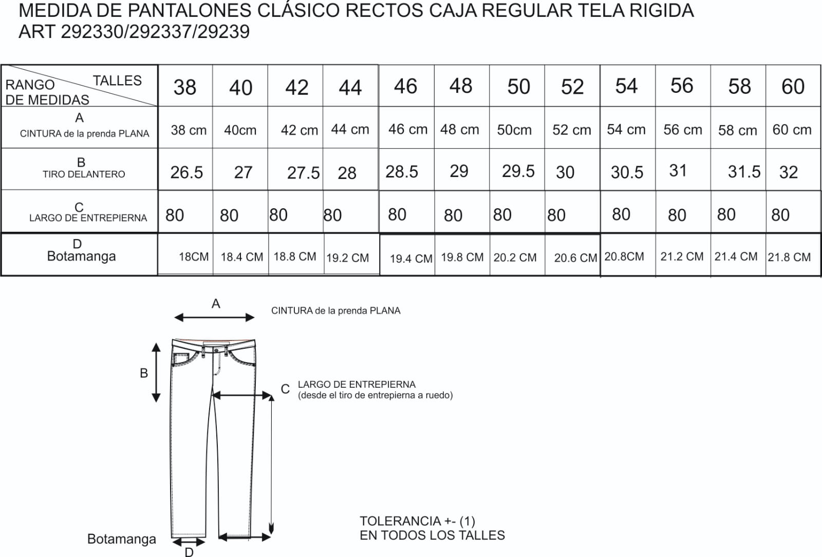 Tabla de talles discount de jeans de mujer